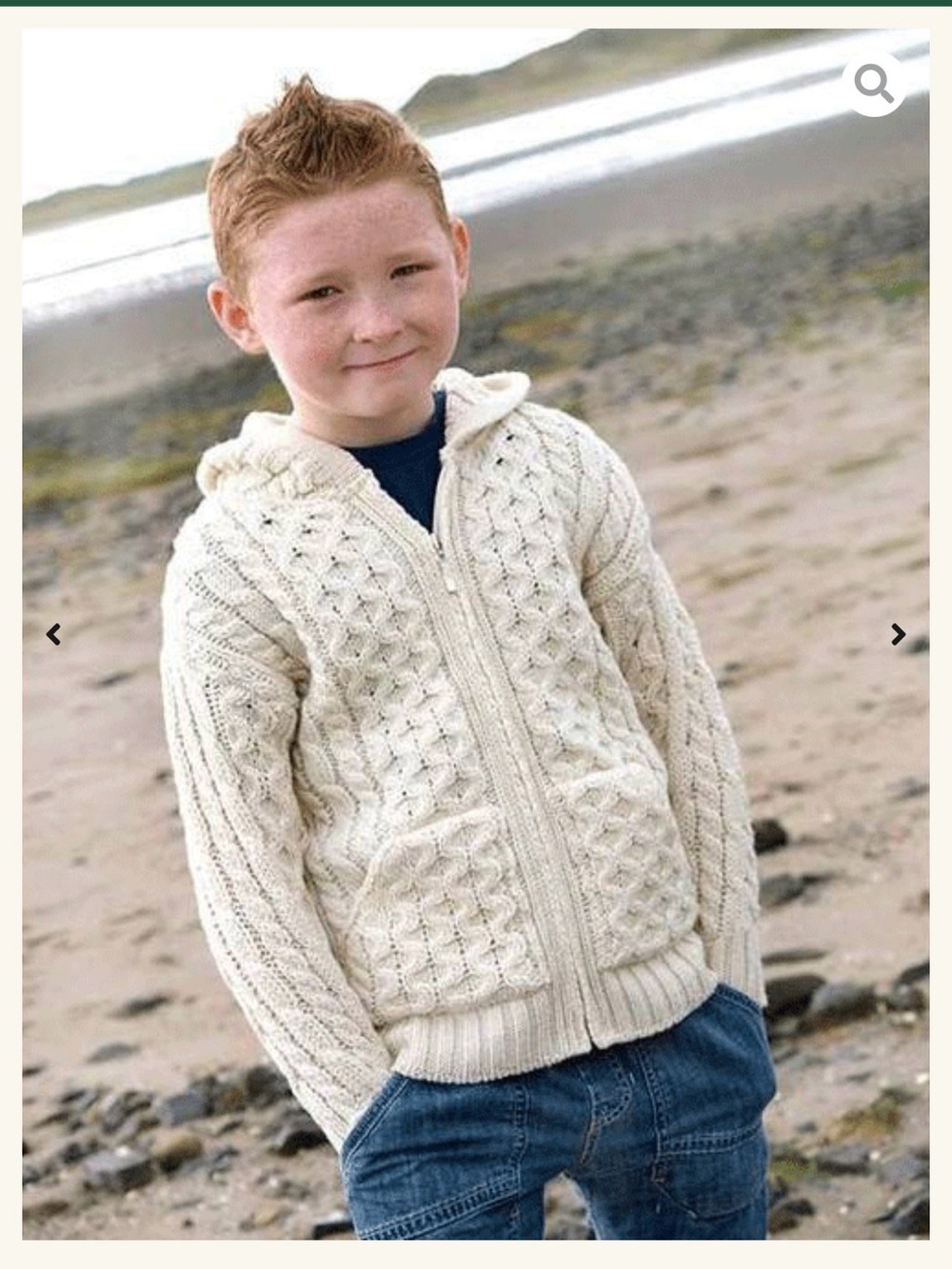 Made in Ireland! Kids Cream Cable Knit Zip Hoodie Sweater